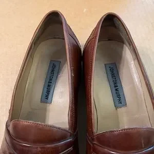 Johnston & Murphy penny loafers tassel brown cognac mens shoes 10.5W wide Johnston & Murphy Leather Upper Solid Dress Shoes for Men  main image 4